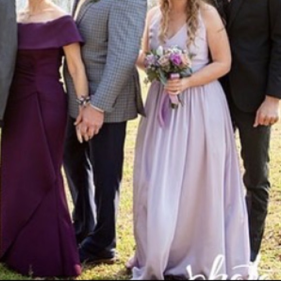 Vera Wang V-Neck Halter Gown with Slit - Iris - Picture 3 of 6